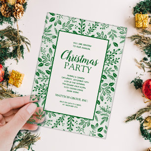 Invitations En Acrylique Fête de Noël Élégante aux Botaniques Vertes