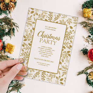 Invitations En Acrylique Fête de Noël Élégante Botanique en Or