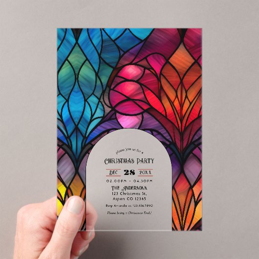 Invitations En Acrylique Fête de Noël en verre transparent (In situ (ordinateur de poche))