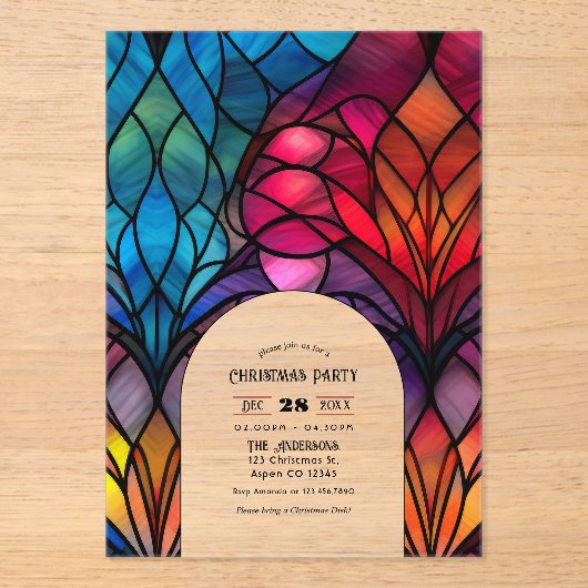 Invitations En Acrylique Fête de Noël en verre transparent (Recto)