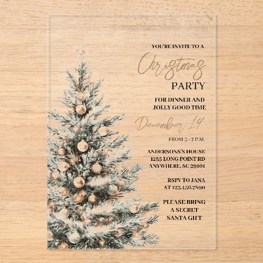Invitations En Acrylique Fête de Noël | Festive (Recto)