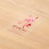Invitations En Acrylique Fête de Noël Flamant rose drôle (Poser)