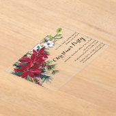 Invitations En Acrylique Fête de Noël Floral Poinsettia (Poser)