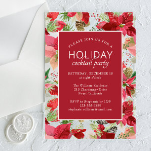 Invitations En Acrylique Fête de Noël Floral Poinsettia
