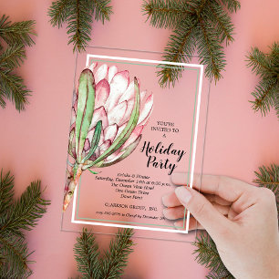 Invitations En Acrylique Fête de Noël Florale de Fêtes