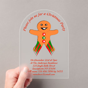 Invitations En Acrylique Fête de Noël Gingpain homme Personnalisé