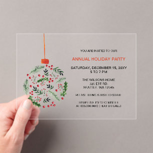 Invitations En Acrylique Fête de Noël Holly