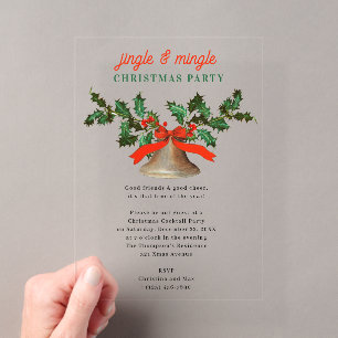 Invitations En Acrylique Fête de Noël Jingle et Mingle