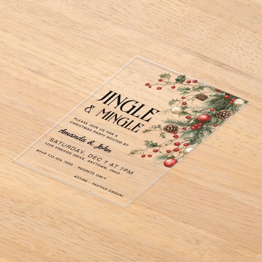Invitations En Acrylique Fête de Noël Jingle & Mingle (Poser)