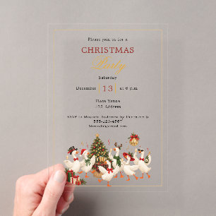Invitations En Acrylique Fête de Noël Luxe Oie