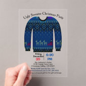 Invitations En Acrylique Fête de Noël moche, Bleu avec cerf (In situ (ordinateur de poche))