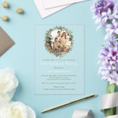 Invitations En Acrylique Fête de Noël moderne avec couronne photo (Insitu (Mariage))