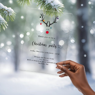 Invitations En Acrylique Fête de Noël moderne drôle renne givré