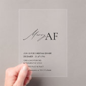 Invitations En Acrylique Fête de Noël moderne « Joyeux AF » (In situ (ordinateur de poche))