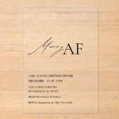 Invitations En Acrylique Fête de Noël moderne « Joyeux AF » (Recto)