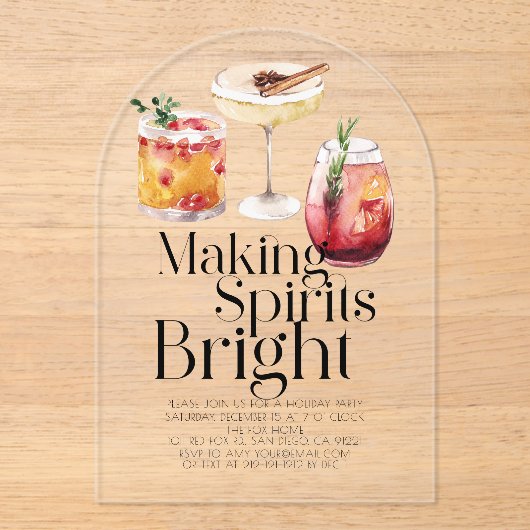 Invitations En Acrylique Fête de Noël pour les spiritueux (Recto)