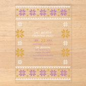 Invitations En Acrylique Fête de Noël Pull Ugly Fig Doré (Recto)