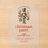 Invitations En Acrylique Fête de Noël Rouge blanc (Recto)