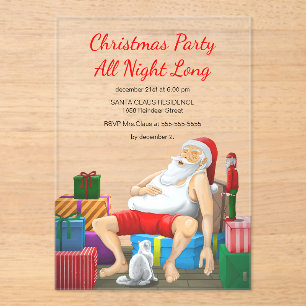 Invitations En Acrylique Fête de Noël toute la nuit