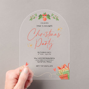 Invitations En Acrylique Fête de Noël Watercolor