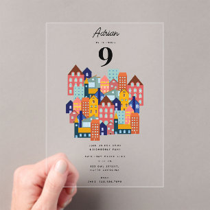 Invitations En Acrylique Fête de quartier Enfants Anniversaire