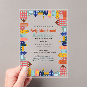 Invitations En Acrylique Fête de quartier Rencontrez vos voisins