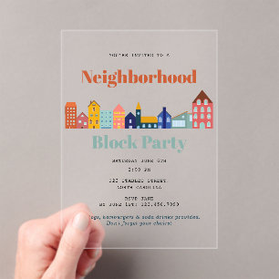 Invitations En Acrylique Fête de quartier Rencontrez vos voisins