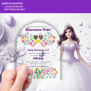 Invitations En Acrylique Fête de Quinceañera en ACRYLIQUE Art folklorique F