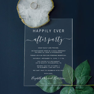 Invitations En Acrylique Fête de réception de mariage Happily Ever After