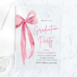 Invitations En Acrylique Fête de remise de diplômes moderne tendance rose p
