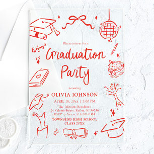 Invitations En Acrylique Fête de remise des diplômes à l'arc dessinée à la