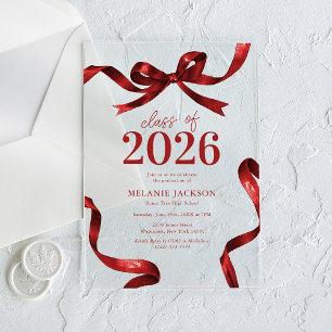 Invitations En Acrylique Fête de remise des diplômes avec un nœud élégant