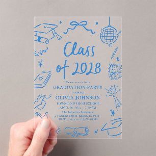 Invitations En Acrylique Fête de remise des diplômes de la promotion 2028 d