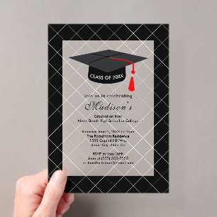 Invitations En Acrylique Fête de remise des diplômes de la promotion noire