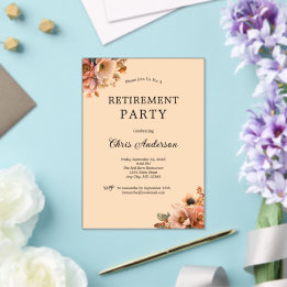 Invitations En Acrylique Fête de retraite élégante moderne florale beige ro