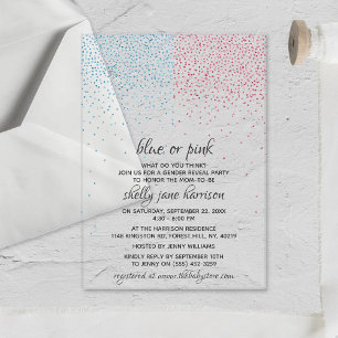 Invitations En Acrylique Fête de révélation du sexe avec confettis pailleté