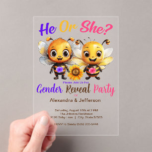 Invitations En Acrylique Fête de Révélation du Sexe Il ou Elle Bébé Abeille