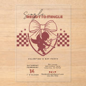 Invitations En Acrylique Fête des Célibataires Red Cupid Saint-Valentin  (Recto)