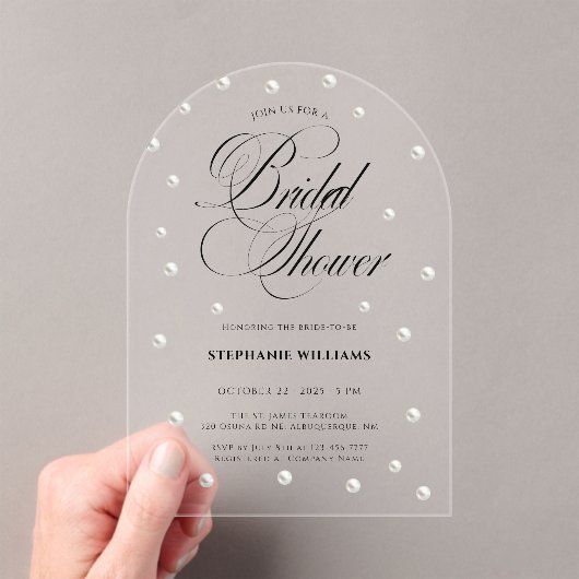 Invitations En Acrylique Fête des mariées aux perles blanches (In situ (ordinateur de poche))