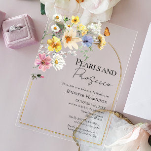 Invitations En Acrylique Fête des mariées Boho de Pearl et Fleur sauvage du