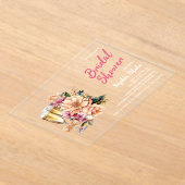 Invitations En Acrylique Fête des mariées champagne florale (Poser)