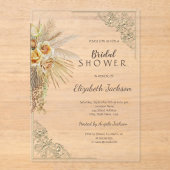 Invitations En Acrylique Fête des mariées Chic Boho Frame Gold (Recto)