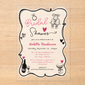 Invitations En Acrylique Fête des mariées Chic Whimsical Main tiré (Recto)