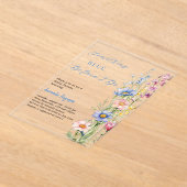 Invitations En Acrylique Fête des mariées claire bleu fleuri rose (Poser)