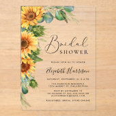 Invitations En Acrylique Fête des mariées d'aquarelle de tournesol Eucalypt (Recto)