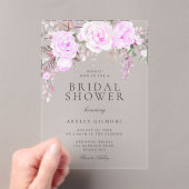 Invitations En Acrylique Fête des mariées d'aquarelle florale pourpre (In situ (ordinateur de poche))