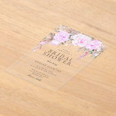 Invitations En Acrylique Fête des mariées d'aquarelle florale pourpre (Poser)