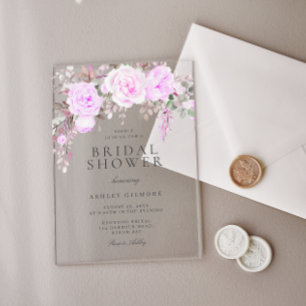 Invitations En Acrylique Fête des mariées d'aquarelle florale pourpre