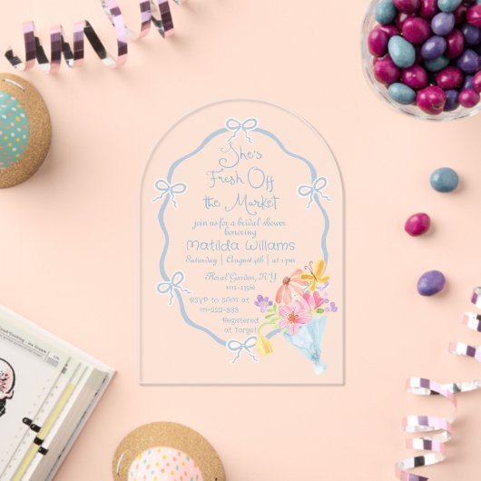 Invitations En Acrylique Fête des mariées d'aquarelle fraîche du marché (Insitu (Célébration))