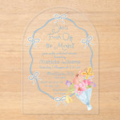 Invitations En Acrylique Fête des mariées d'aquarelle fraîche du marché (Recto)